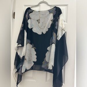 Black and White Poncho Layer Top